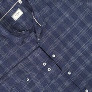 7 Diamonds Back To Me Shirt Mens 2XL Blue Plaid Luxe Soft Twill Long Sleeve